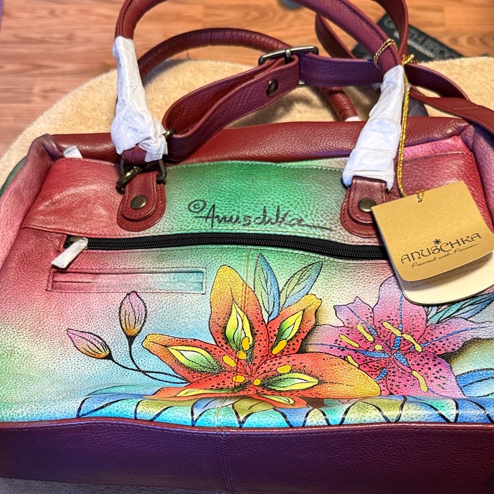 Anuschka Multicolor Floral Shoulder Bag